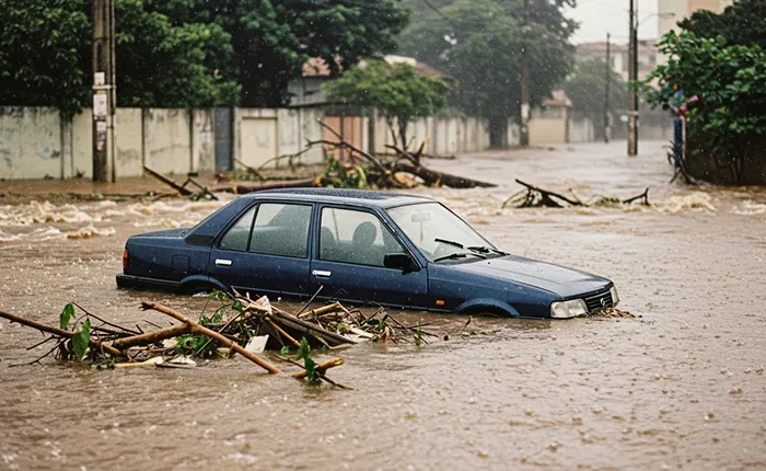 carros alagados em sp
